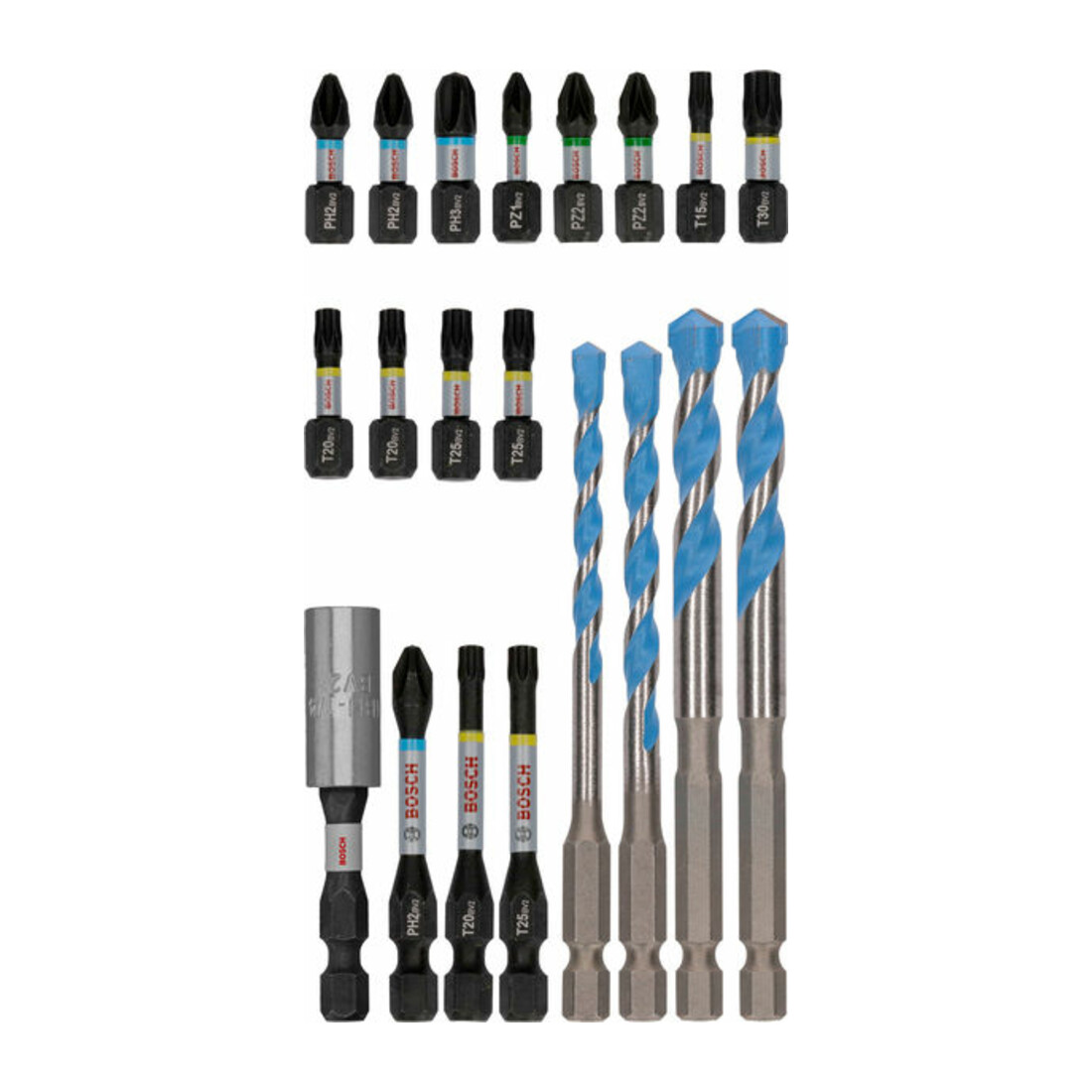 Bosch PRO Impact Schrauberbits und Multi Construction Bohrer Set, 20-tlg.