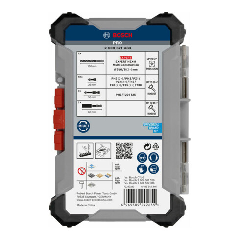 Bosch PRO Impact Schrauberbits und Multi Construction Bohrer Set, 20-tlg.