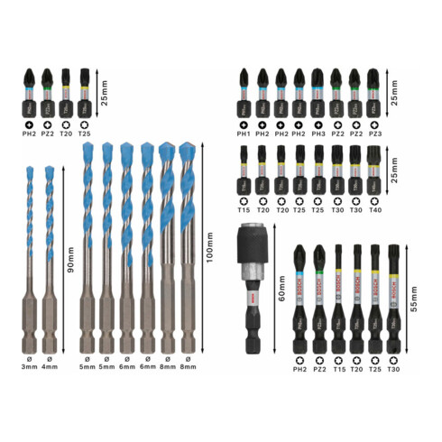 Bosch PRO Impact Schrauberbits und Multi Construction Bohrer Set, 35-tlg.