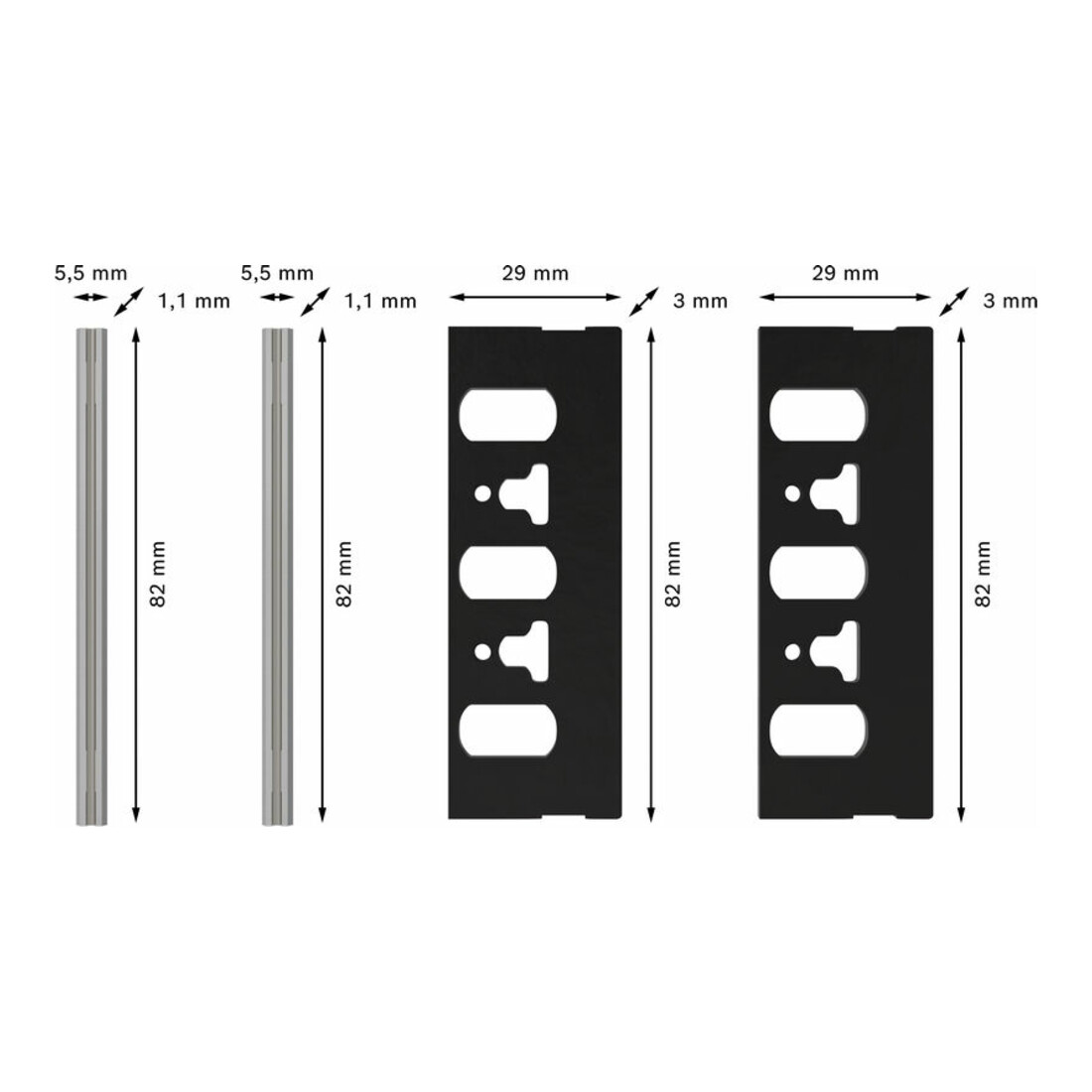 Bosch PRO Jeu de couteaux de rabot, 4 pièces