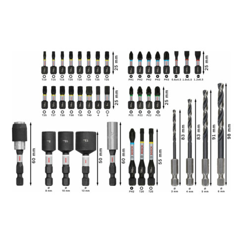 Bosch PRO Jeu de embouts de vissage et forets métal, 40 pcs