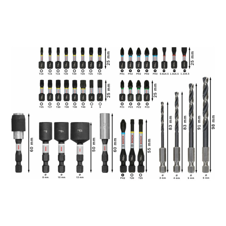 Bosch PRO Jeu de embouts de vissage et forets métal, 40 pcs