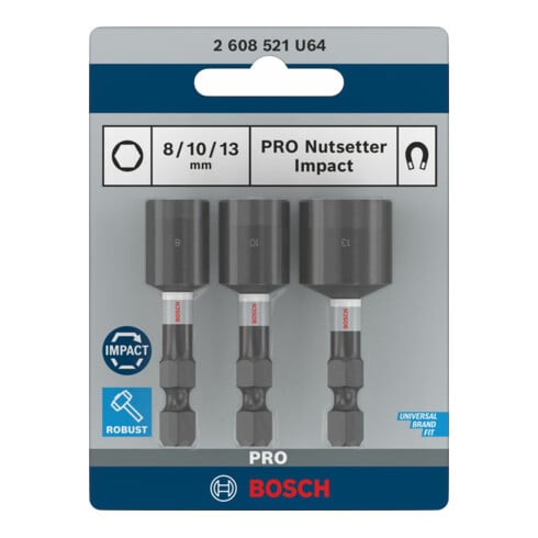 Bosch PRO Jeu d'embouts à ergot Impact, 8 x 50, 10 x 50, 13 x 50 mm, 3 pcs