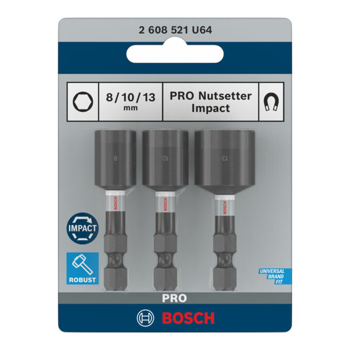 Bosch PRO Jeu d'embouts à ergot Impact, 8 x 50, 10 x 50, 13 x 50 mm, 3 pcs