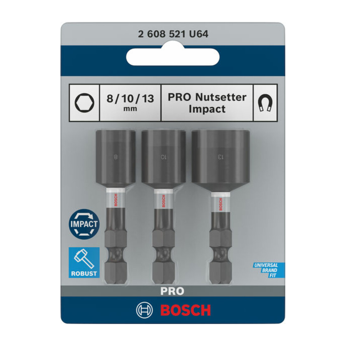 Bosch PRO Jeu d'embouts à ergot Impact, 8 x 50, 10 x 50, 13 x 50 mm, 3 pcs