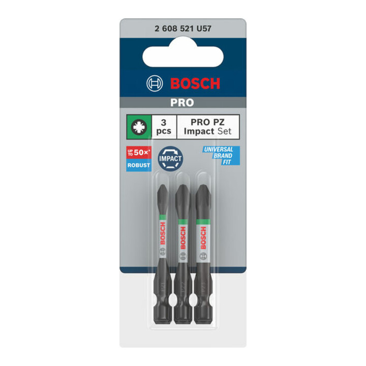 Bosch PRO Jeu d'embouts Pozidriv, PZ1, PZ2, PZ3, 55 mm, 3 pcs