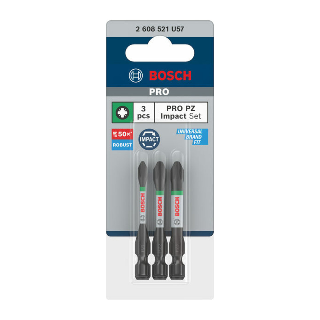 Bosch PRO Jeu d'embouts Pozidriv, PZ1, PZ2, PZ3, 55 mm, 3 pcs