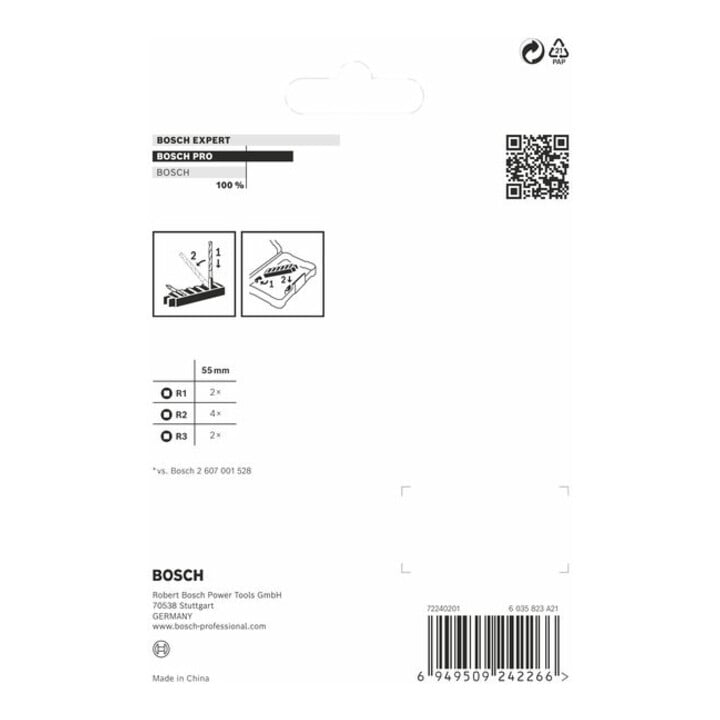 Bosch PRO Jeu d'embouts R Impact, 2 x R1, 4 x R2, 2 x R3, 55 mm, 8 pcs