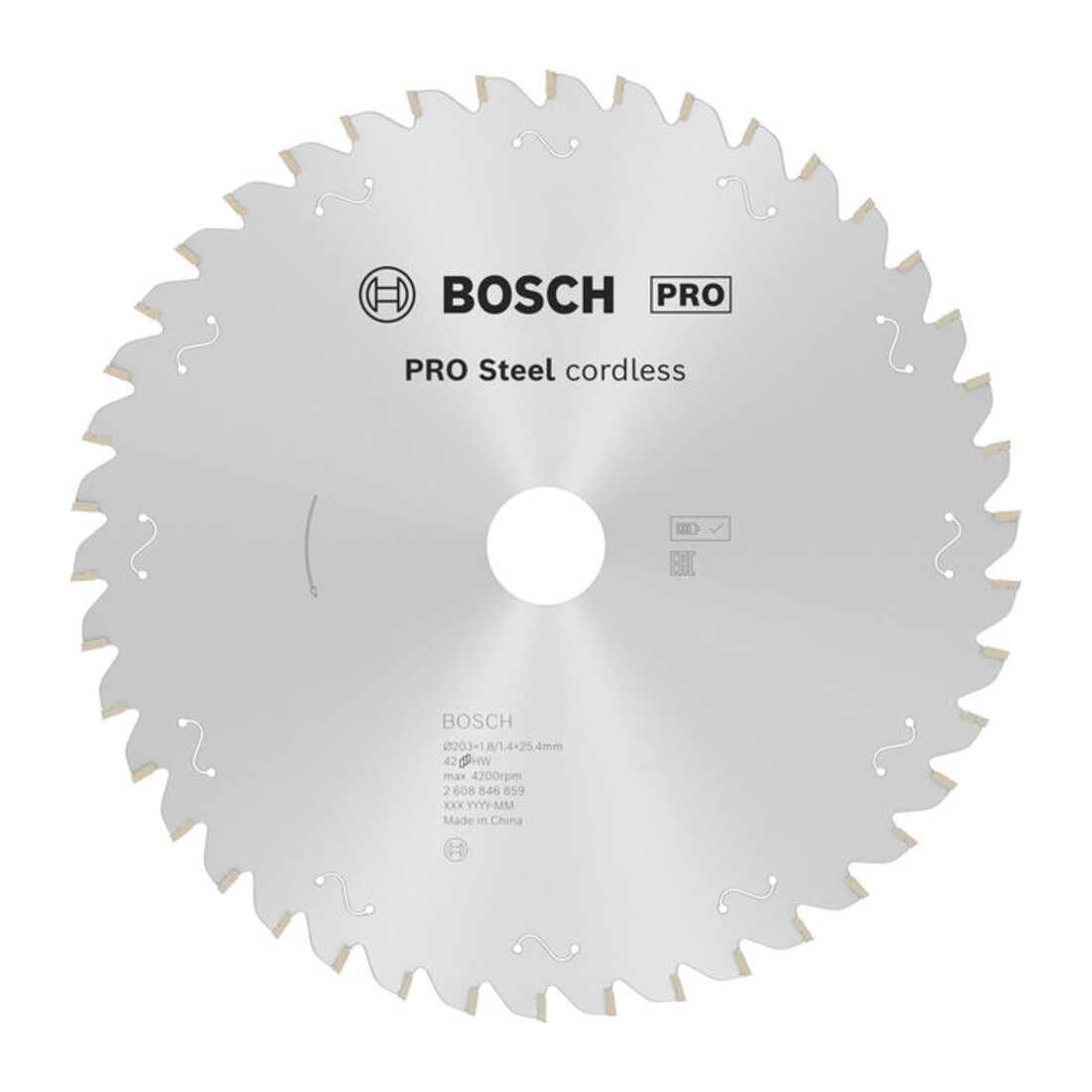 Bosch PRO Lama per sega circolare cordless in acciaio, 203 x 1,8 x 25,4 mm