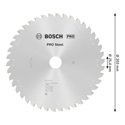 Bosch PRO Lama per sega circolare in acciaio con cavo, 203 x 2 x 25,4 mm
