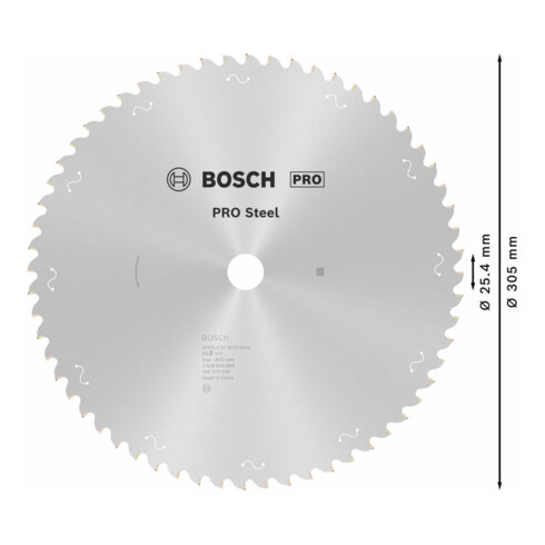 Bosch PRO Lame de scie circulaire en acier, 305 x 2,2 x 25,4 mm, T60