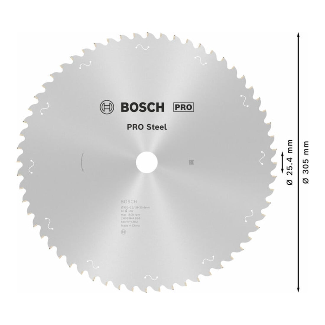 Bosch PRO Lame de scie circulaire en acier, 305 x 2,2 x 25,4 mm, T60