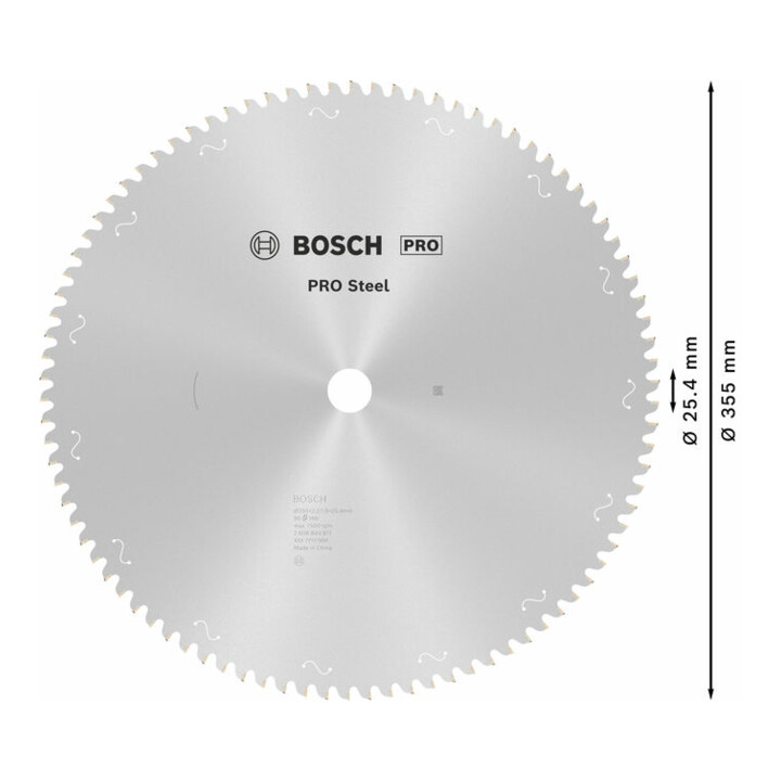 Bosch PRO Lame de scie circulaire en acier, 355 x 2,2 x 25,4 mm, T90