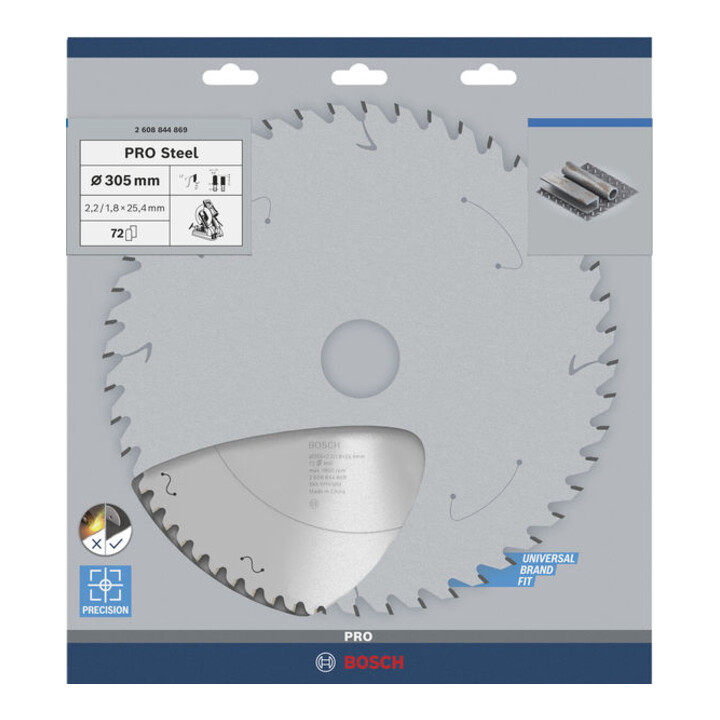 Bosch PRO Lame de scie circulaire en acier pour scies circulaires, 305 x 2,2 x 25,4 mm, T72