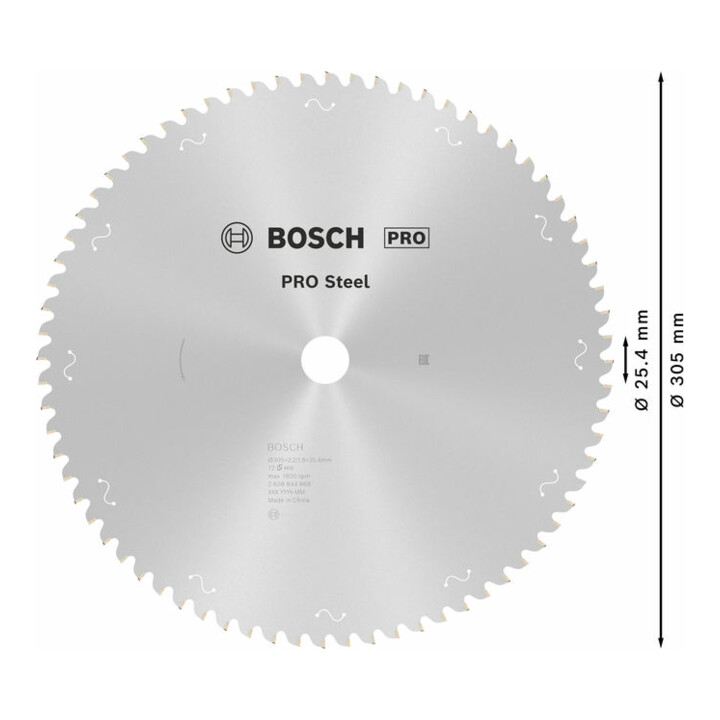 Bosch PRO Lame de scie circulaire en acier pour scies circulaires, 305 x 2,2 x 25,4 mm, T72