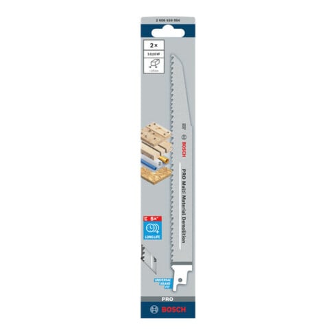 Bosch PRO Lame de scie sabre Multi Matériaux S1110VF, 1,6 x 22 x 225 mm, 2 pcs