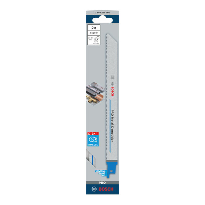 Bosch PRO Lame de scie sabre pour démolition métal S1125VF, 1,25 x 19 x 225 mm, 2 pcs