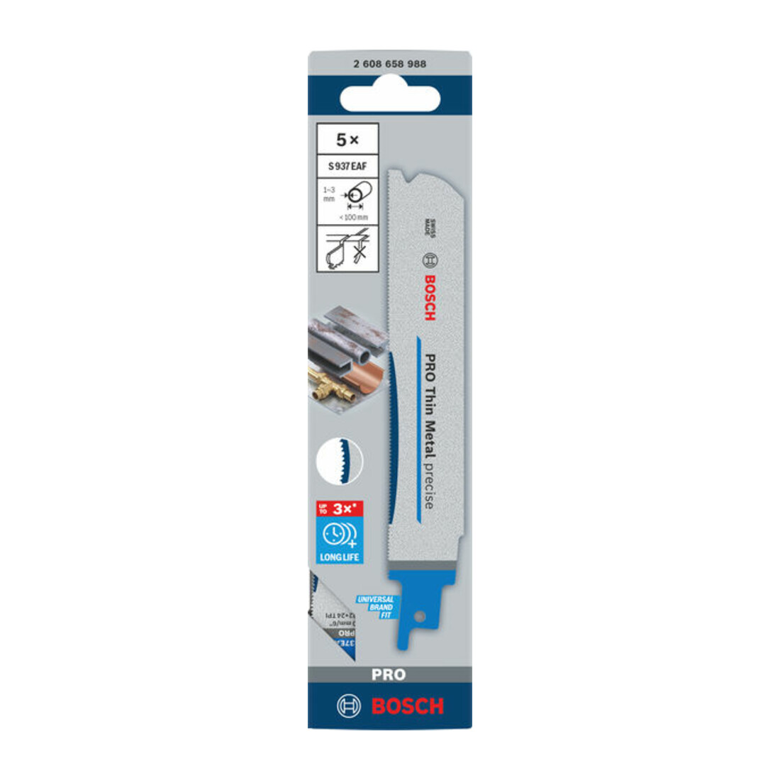 Bosch PRO Lame de scie sabre Thin Metal precise S937EAF, 1,1 x 25 x 150 mm, 5 pcs