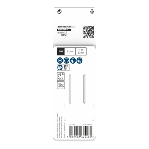 Bosch PRO Lame de scie sauteuse métal courbe T118EOF, 83 mm, 2 pcs