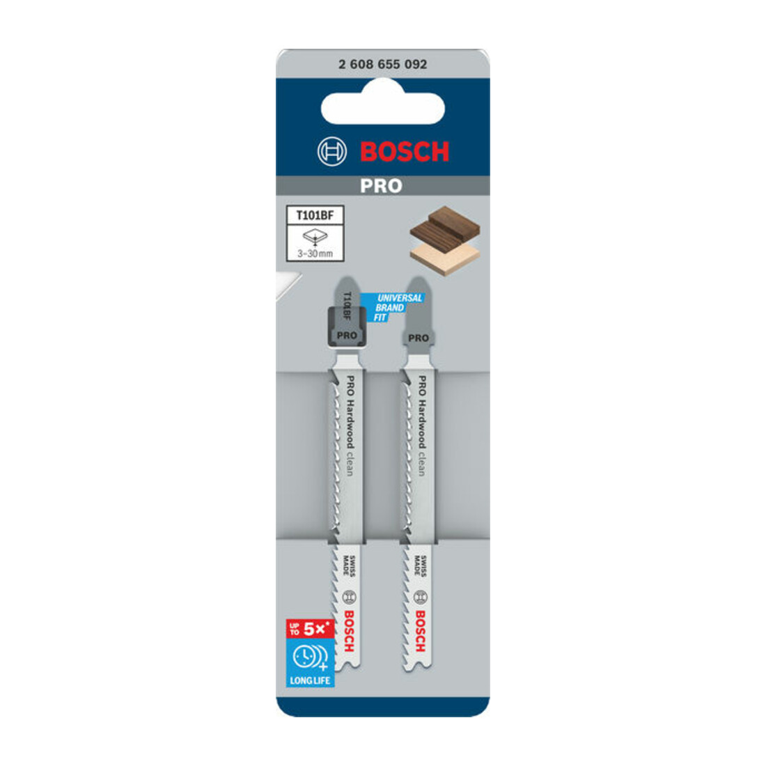 Bosch PRO Lame de scie sauteuse T101BF pour bois dur, 100 mm, 2 pcs