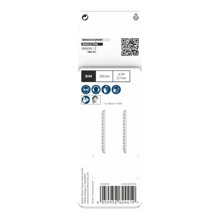 Bosch PRO Lame de scie sauteuse T101BF pour bois dur, 100 mm, 2 pcs