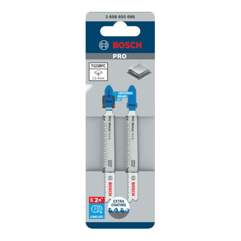 Bosch PRO Lame de scie sauteuse T121BFC métal épais, 92 mm, 2 pcs