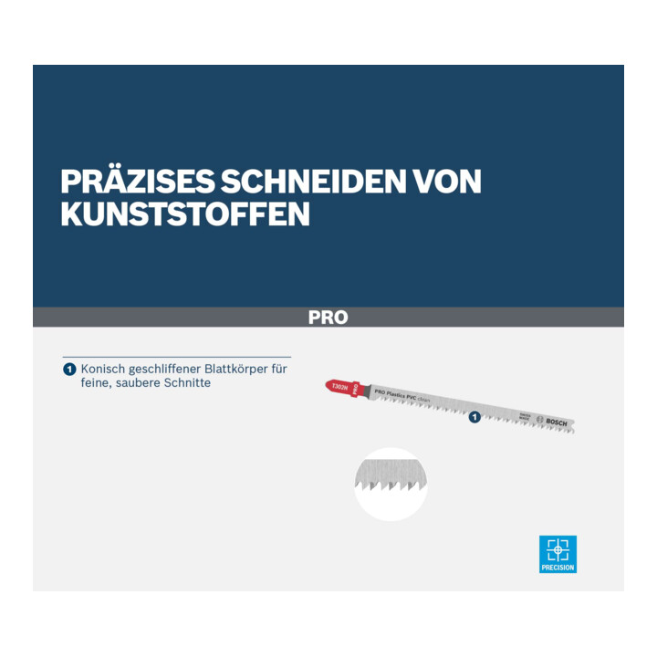 Bosch PRO Lames de scie sauteuse T302H pour PVC Plastique, 132 mm, 3 pièces