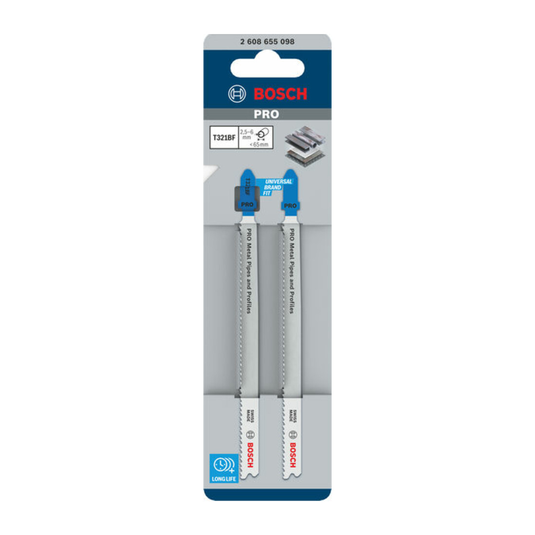 Bosch PRO Lames de scie sauteuse T321BF pour métal, 132 mm, 2 pcs