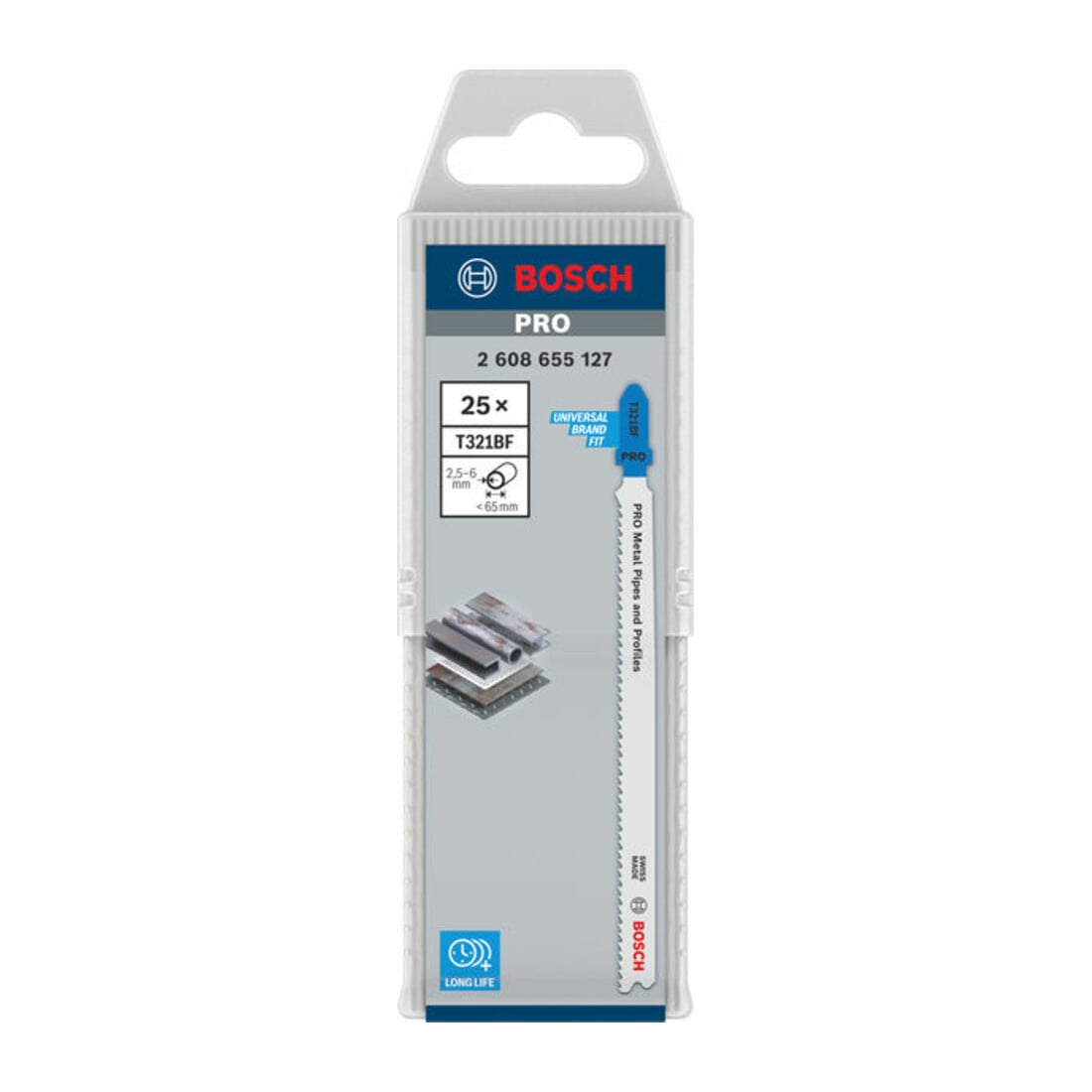Bosch PRO Lames de scie sauteuse T321BF pour métaux et profilés, 132 mm, 25 pcs