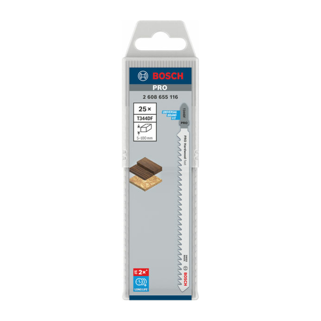 Bosch PRO Lames de scie sauteuse T344DF pour bois dur, 152 mm, 25 pcs