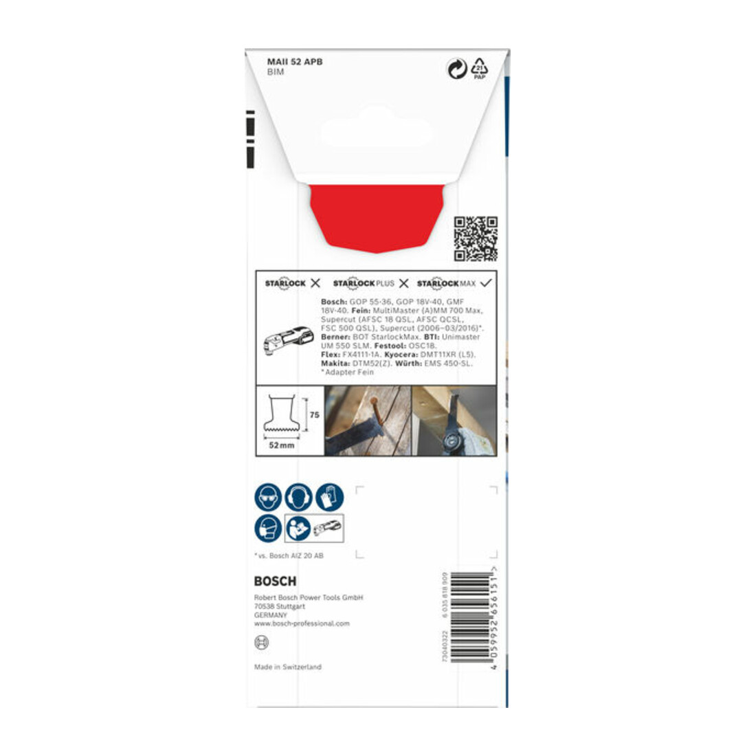Bosch PRO MAII 52 APB Blatt für Multifunktionswerkzeuge, 52 x 75 mm