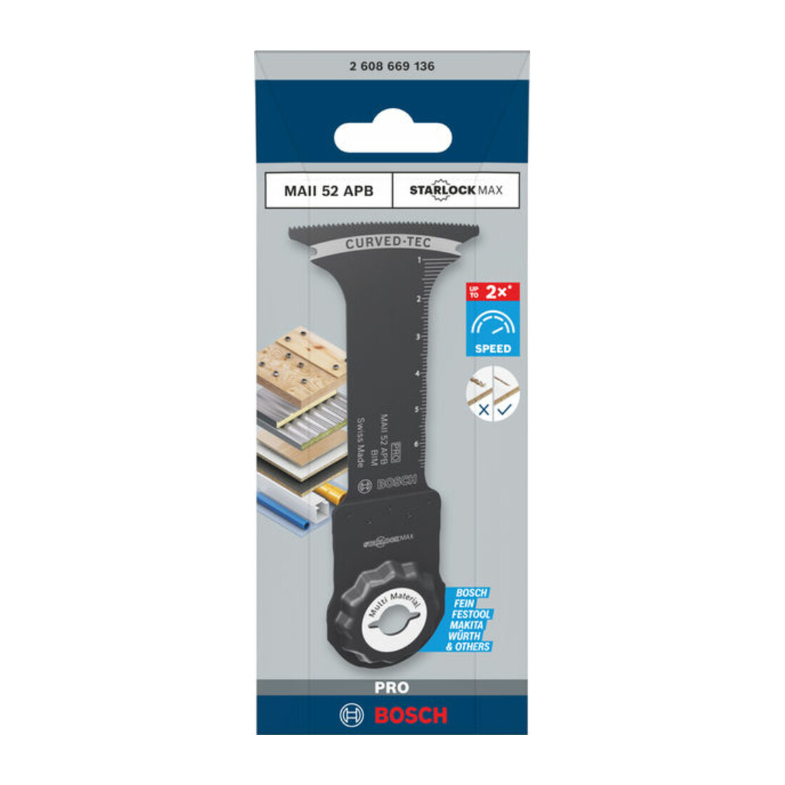 Bosch PRO MAII 52 APB Blatt für Multifunktionswerkzeuge, 52 x 75 mm