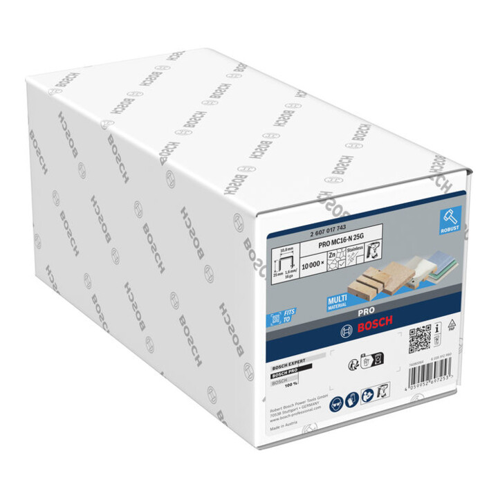 Bosch PRO MC16-N 25G agrafes couronnes avec dos moyen, 1,6/16 g, 25 mm