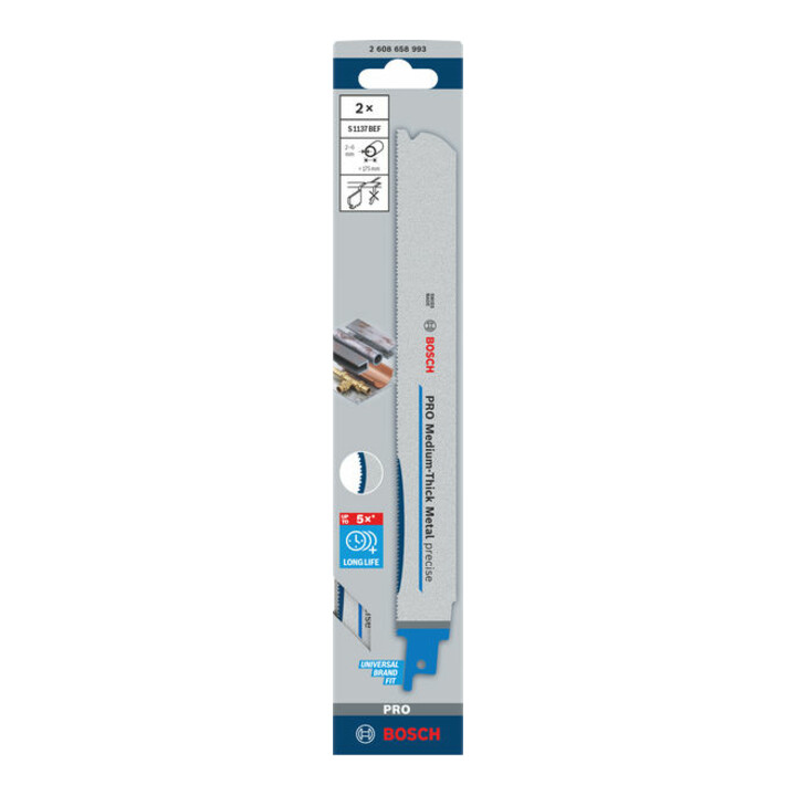 Bosch PRO Medium-Thick Metal precise S1137BEF Säbelsägeblatt, 1,1x25x225 mm, 2-tlg.