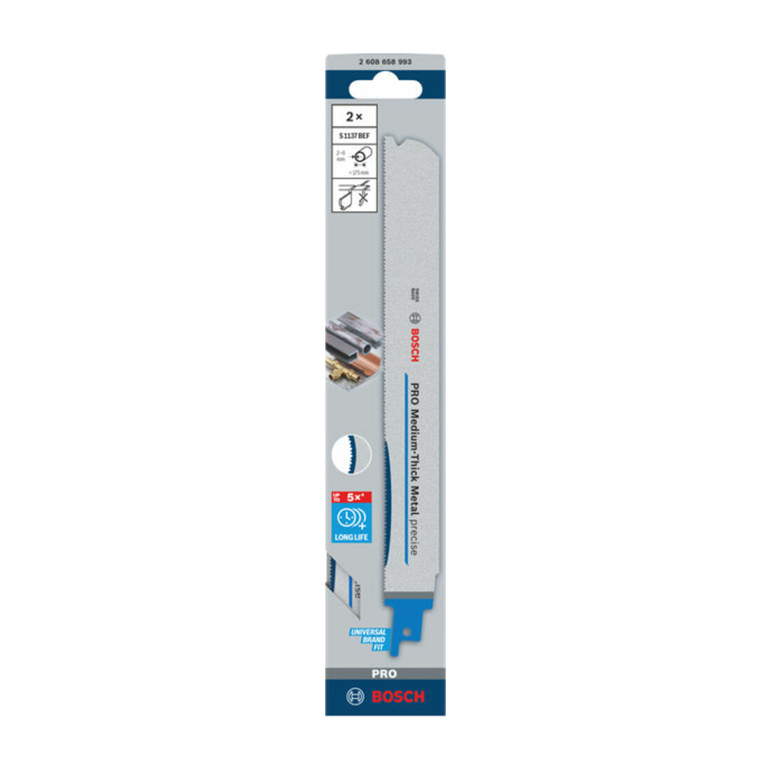 Bosch PRO Medium-Thick Metal precise S1137BEF Säbelsägeblatt, 1,1x25x225 mm, 2-tlg.