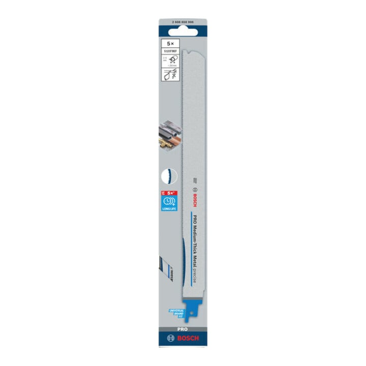 Bosch PRO Medium-Thick Metal precise S1237BEF Säbelsägeblatt, 1,1x25x300 mm, 5-tlg.