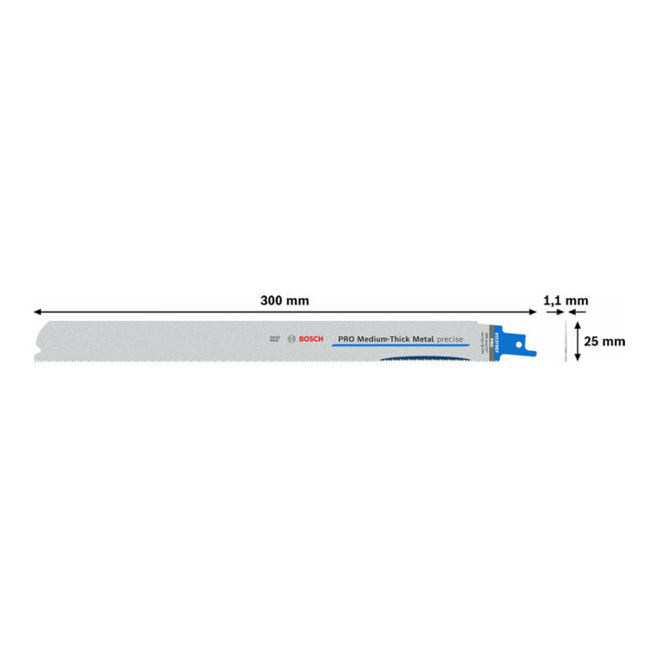 Bosch PRO Medium-Thick Metal precise S1237BEF Säbelsägeblatt, 1,1x25x300 mm, 5-tlg.