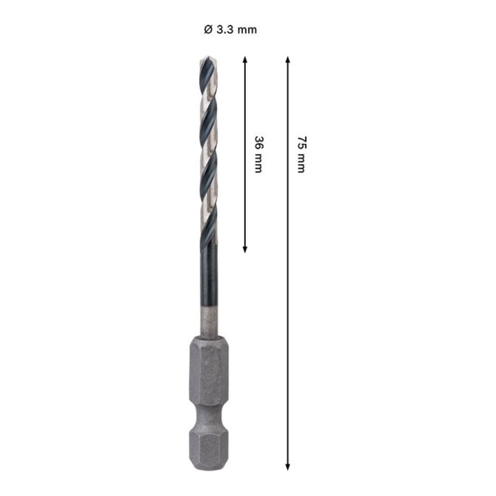 Bosch PRO Metaal HSS-G Impact spiraalboor, 3,3 x 36 x 75 mm