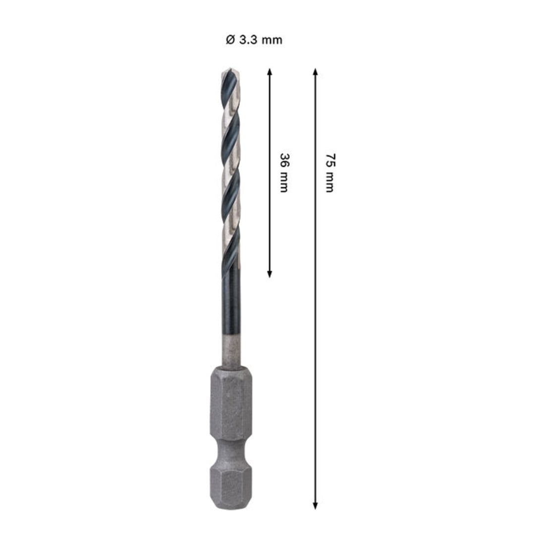 Bosch PRO Metaal HSS-G Impact spiraalboor, 3,3 x 36 x 75 mm