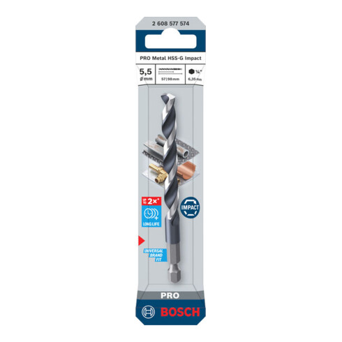 Bosch PRO Metaal HSS-G Impact spiraalboor, 5,5 x 57 x 98 mm