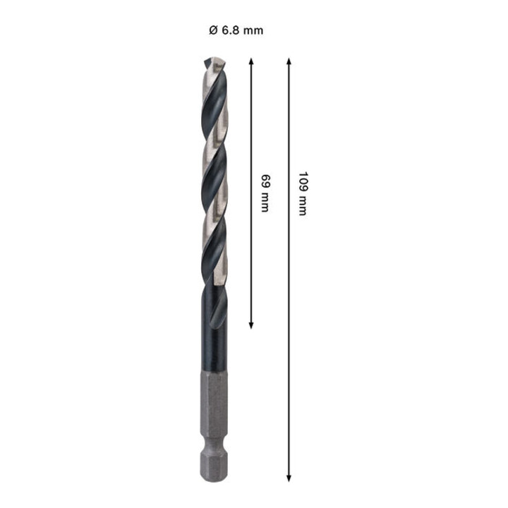 Bosch PRO Metaal HSS-G Impact spiraalboor, 6,8 x 69 x 109 mm