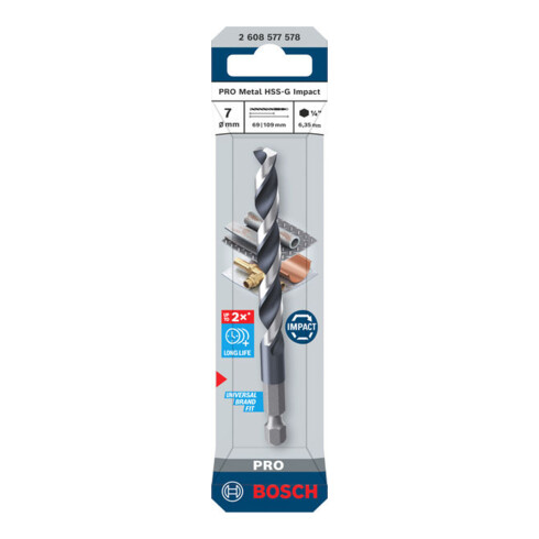 Bosch PRO Metaal HSS-G Impact spiraalboor, 7 x 69 x 109 mm