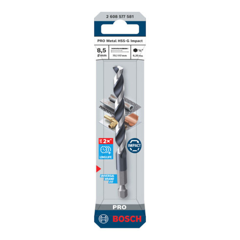 Bosch PRO Metaal HSS-G Impact spiraalboor, 8,5 x 75 x 117 mm