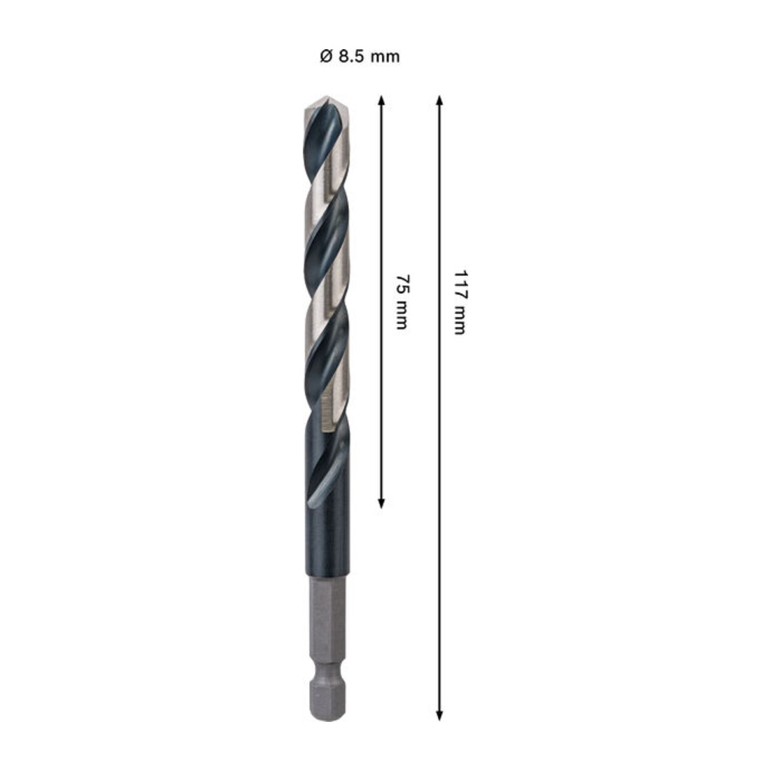 Bosch PRO Metaal HSS-G Impact spiraalboor, 8,5 x 75 x 117 mm