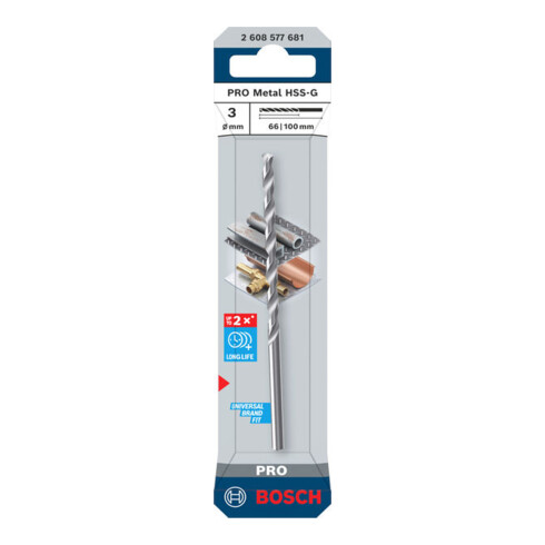 Bosch PRO Metaal HSS-G spiraalboor, 3 x 66 x 100 mm