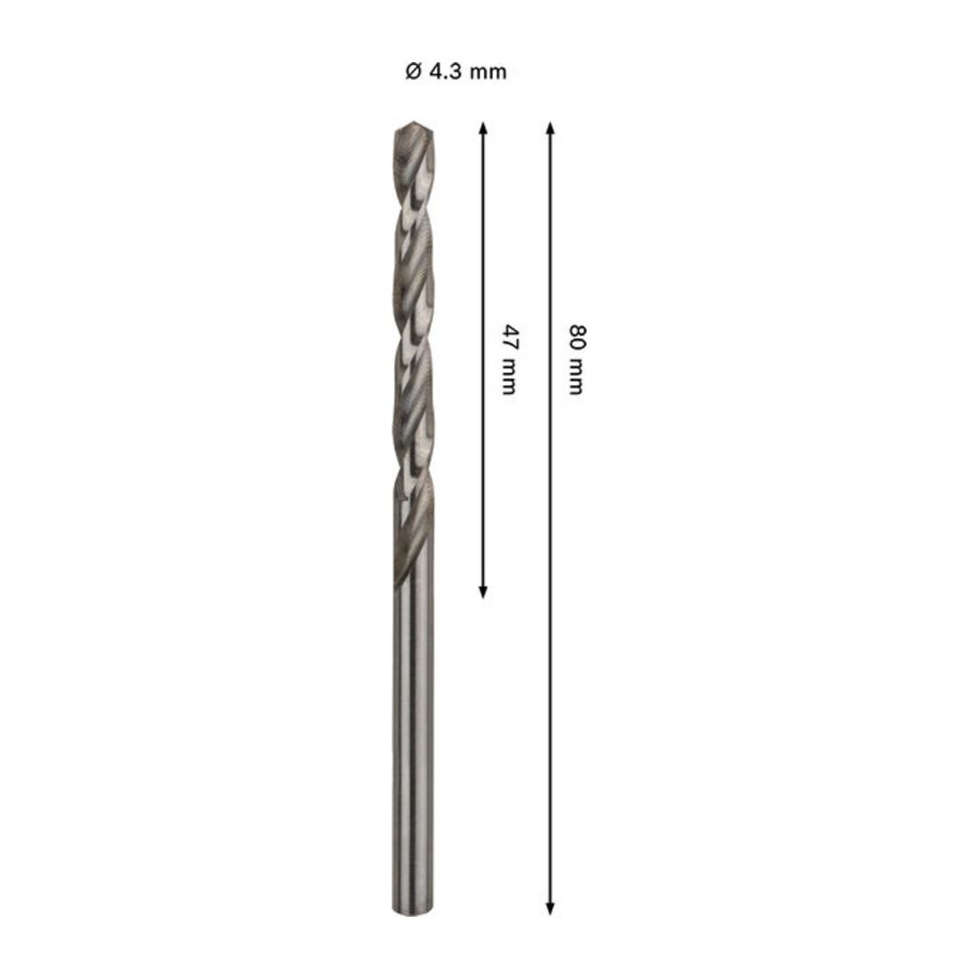 Bosch PRO Metaal HSS-G spiraalboor, 4,3 x 47 x 80 mm