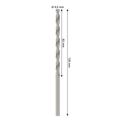 Bosch PRO Metaal HSS-G spiraalboor, 4,5 x 82 x 126 mm