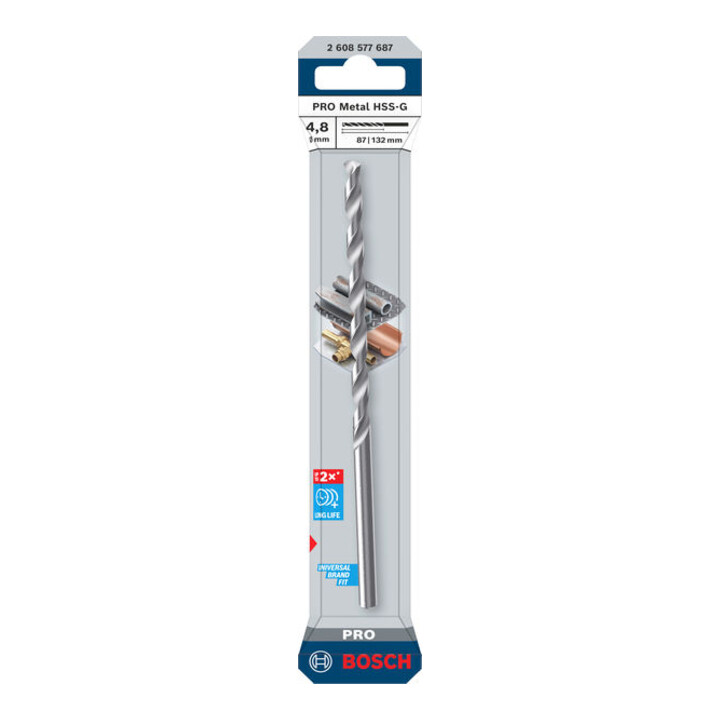Bosch PRO Metaal HSS-G spiraalboor, 4,8 x 87 x 132 mm