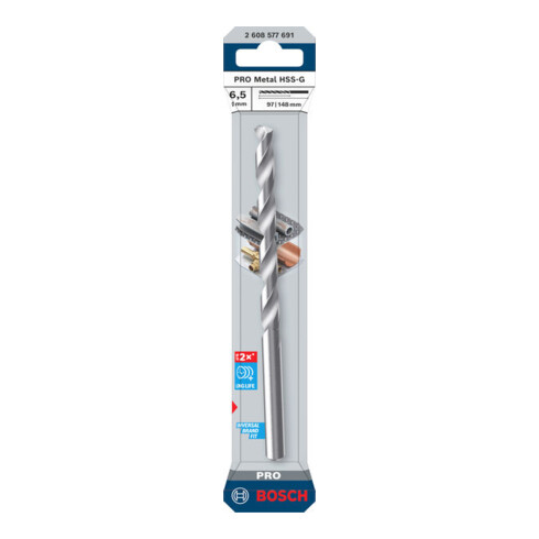 Bosch PRO Metaal HSS-G spiraalboor, 6,5 x 97 x 148 mm