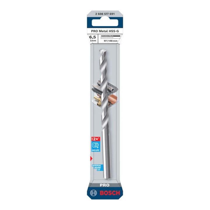 Bosch PRO Metaal HSS-G spiraalboor, 6,5 x 97 x 148 mm
